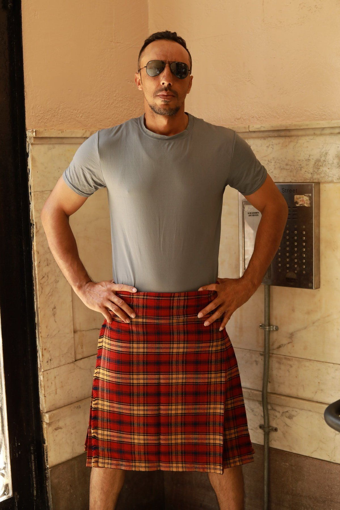 Rourke Frew Tartan Kilt - Front side view