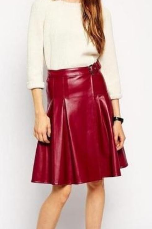 Skirt with Wrap in Leather