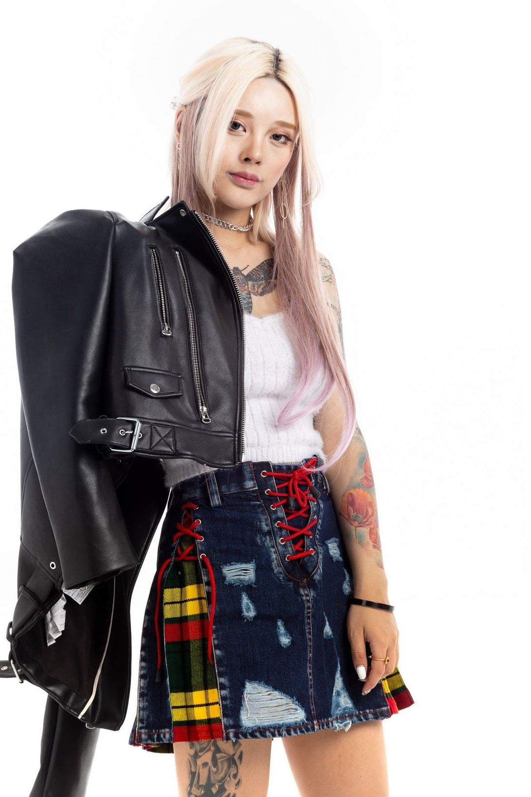 BUY STYLISH DENIM TARTAN SKIRT