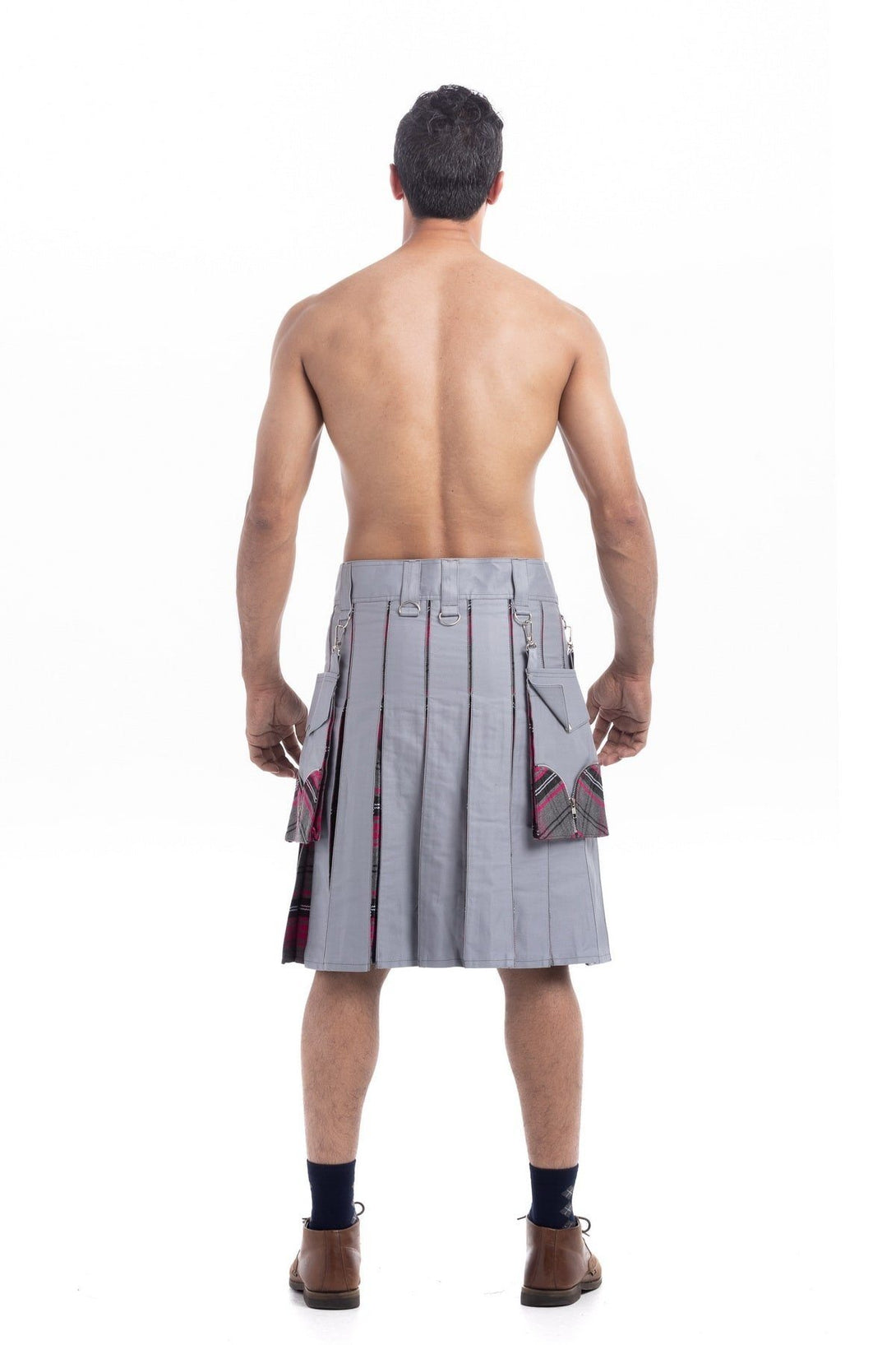 Tartan Hybrid Kilt with Detachable Pockets - Back Side View