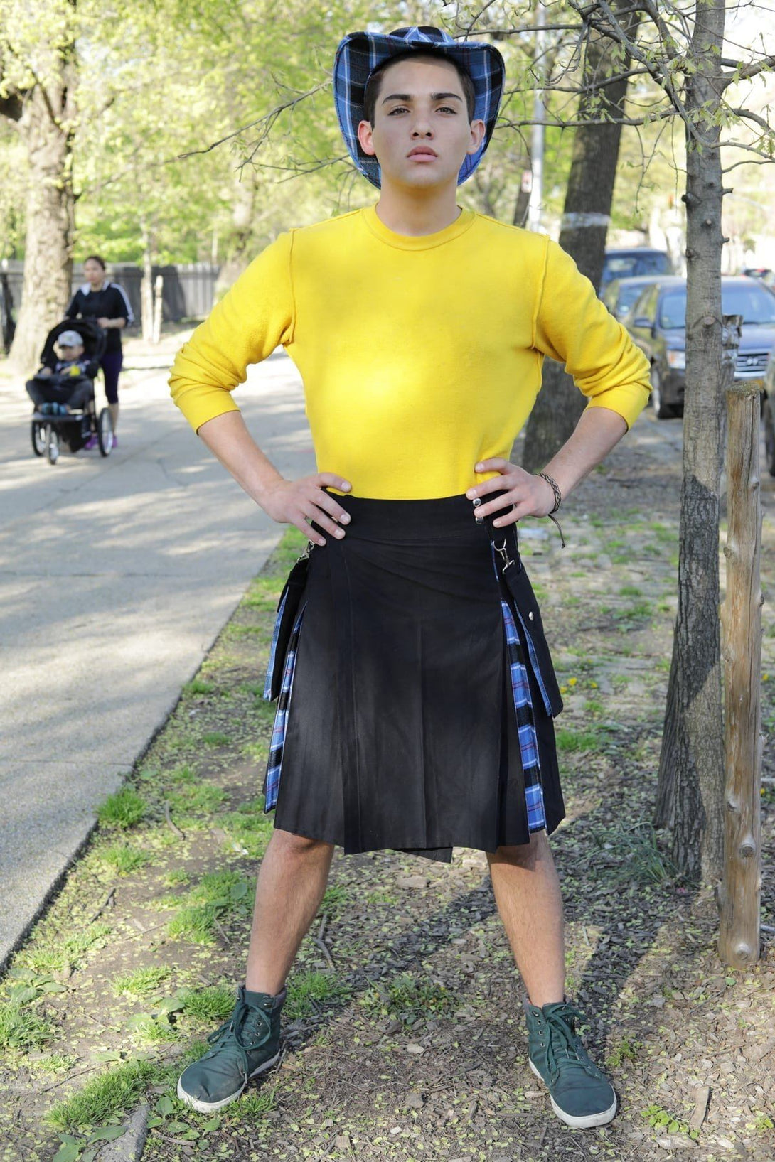 Tartan Hybrid Kilt with Cargo Pockets - Front Side View