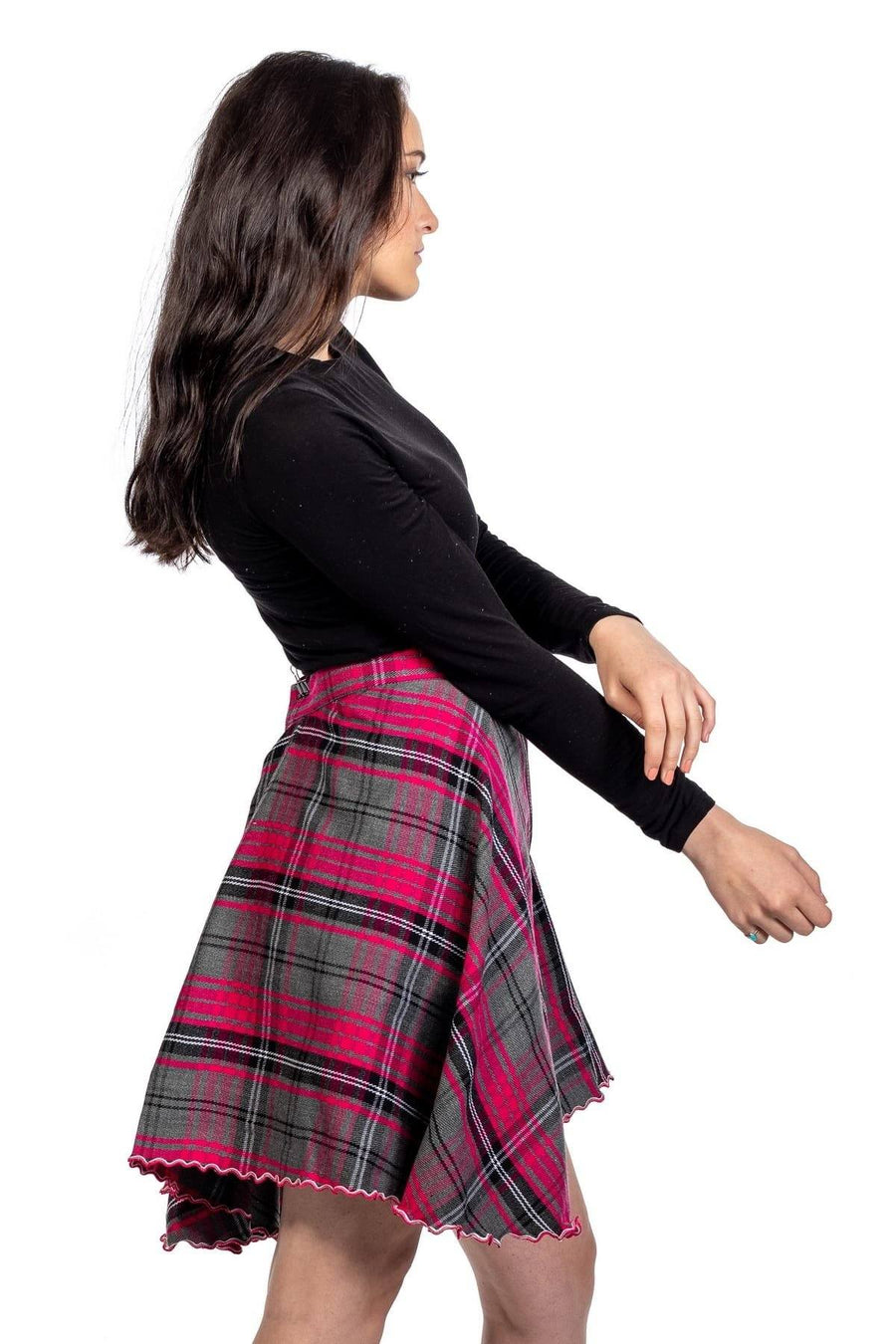 Basic Tartan Skirt With Front Buttons - right view