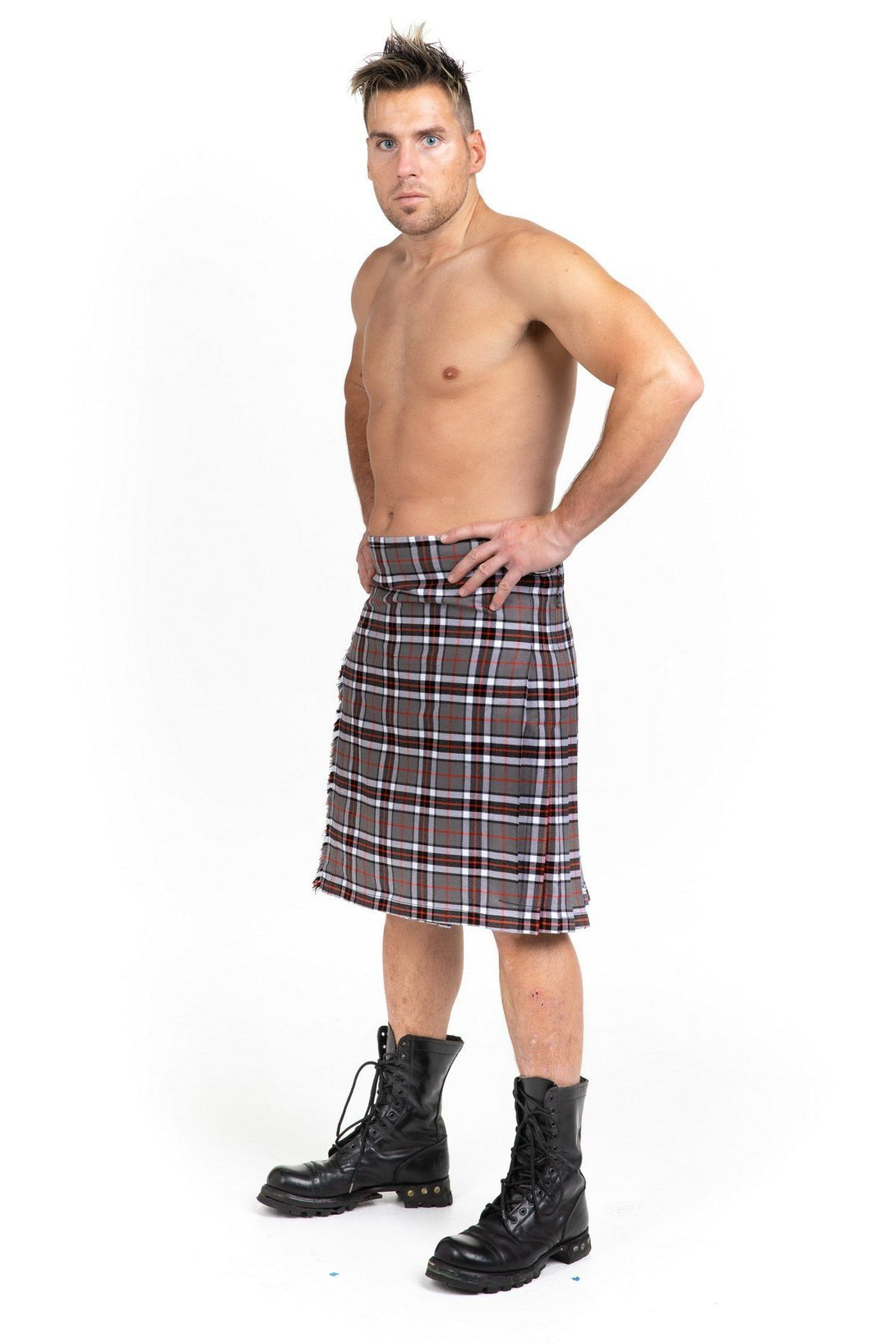 Thomson Grey Ancient Tartan Kilt - Left side view