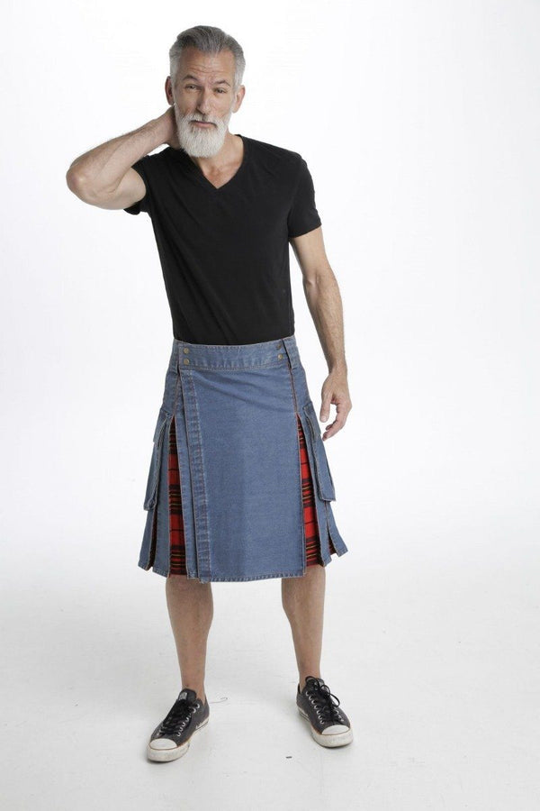 Denim Tartan Kilt for Modern Men Wearing Kilts